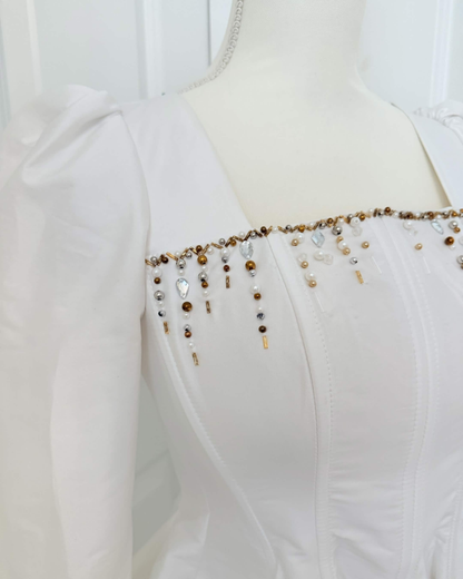 White Corset Long Sleeve with Beading